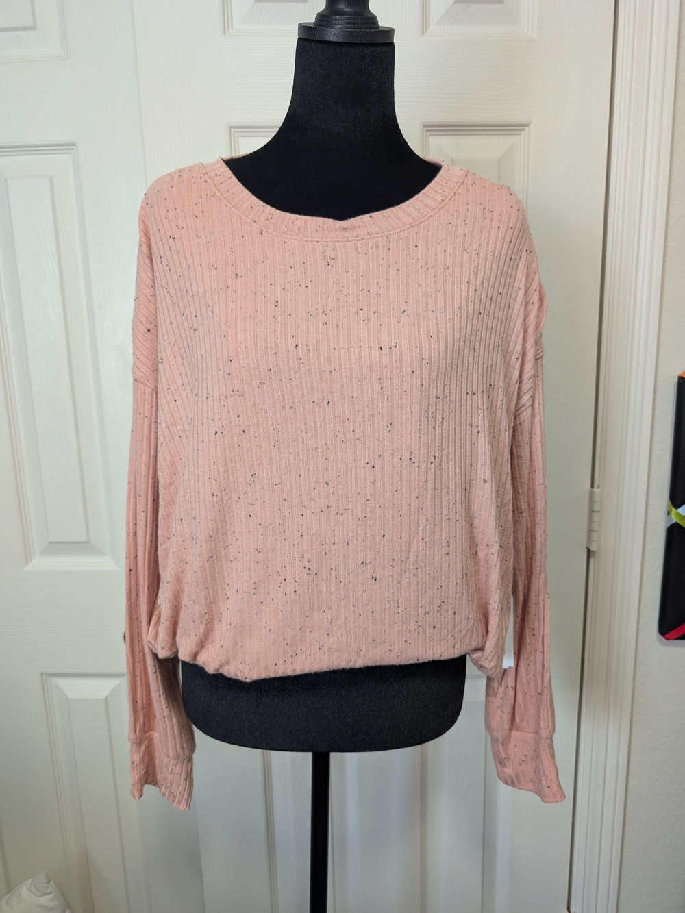 Westbound Blush Speckled Ribbed Pullover